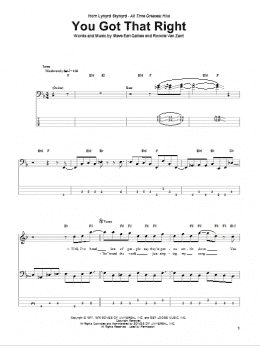 page one of You Got That Right (Bass Guitar Tab)