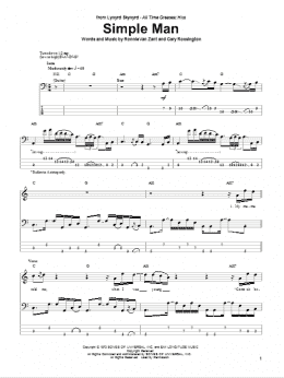 page one of Simple Man (Bass Guitar Tab)