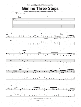 page one of Gimme Three Steps (Bass Guitar Tab)