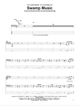 page one of Swamp Music (Bass Guitar Tab)