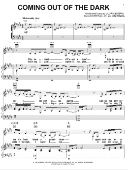 page one of Coming Out Of The Dark (Piano, Vocal & Guitar Chords (Right-Hand Melody))