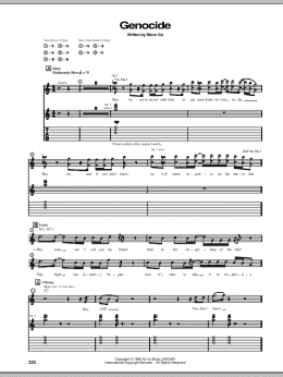 page one of Genocide (Guitar Tab)