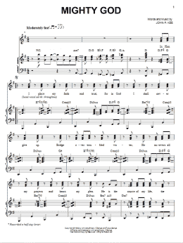 page one of Mighty God (Piano, Vocal & Guitar Chords (Right-Hand Melody))