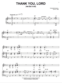 page one of Thank You, Lord (He Did It All) (Piano, Vocal & Guitar Chords (Right-Hand Melody))