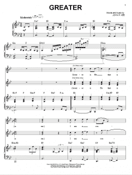 page one of Greater (Piano, Vocal & Guitar Chords (Right-Hand Melody))