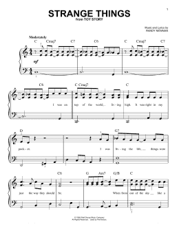 page one of Strange Things (from Toy Story) (Easy Piano)