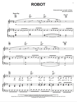 page one of Robot (Piano, Vocal & Guitar Chords (Right-Hand Melody))