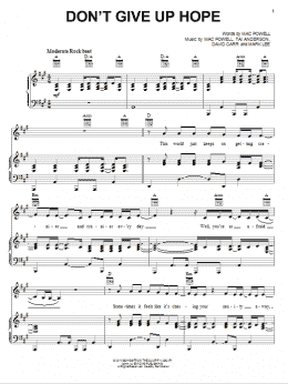 page one of Don't Give Up Hope (Piano, Vocal & Guitar Chords (Right-Hand Melody))
