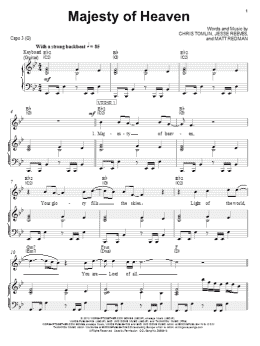 page one of Majesty Of Heaven (Piano, Vocal & Guitar Chords (Right-Hand Melody))
