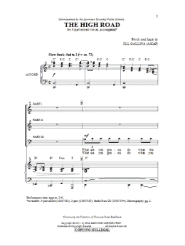 page one of The High Road (3-Part Mixed Choir)