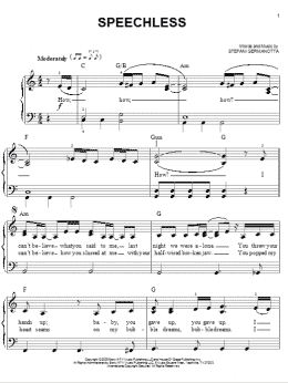 page one of Speechless (Easy Piano)