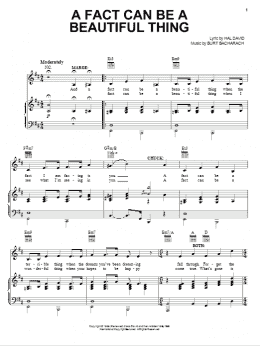 page one of A Fact Can Be A Beautiful Thing (Piano, Vocal & Guitar Chords (Right-Hand Melody))