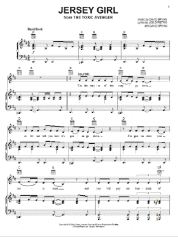 page one of Jersey Girl (Piano, Vocal & Guitar Chords (Right-Hand Melody))