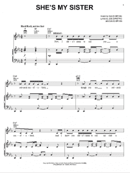 page one of She's My Sister (Piano, Vocal & Guitar Chords (Right-Hand Melody))