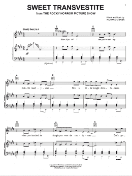 page one of Sweet Transvestite (Piano, Vocal & Guitar Chords (Right-Hand Melody))