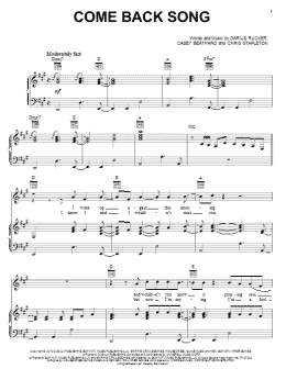 page one of Come Back Song (Piano, Vocal & Guitar Chords (Right-Hand Melody))