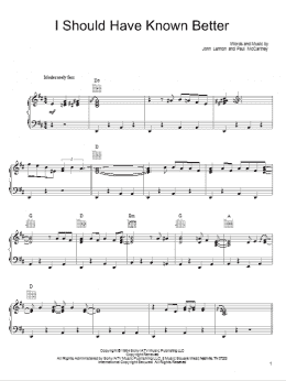 page one of I Should Have Known Better (Piano, Vocal & Guitar Chords (Right-Hand Melody))
