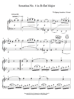 page one of Sonatina No. 4 In B-Flat Major (Piano Solo)
