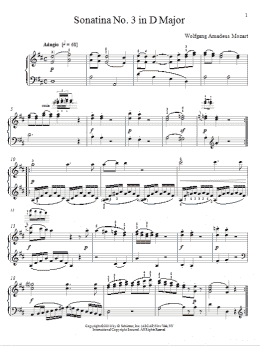 page one of Sonatina No. 3 In D Major (Piano Solo)