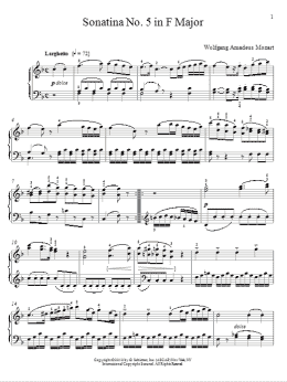 page one of Sonatina No. 5 In F Major (Piano Solo)