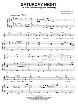 page one of Saturday Night (Is The Loneliest Night Of The Week) (Piano & Vocal)
