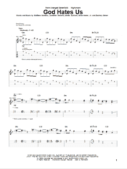 page one of God Hates Us (Guitar Tab)