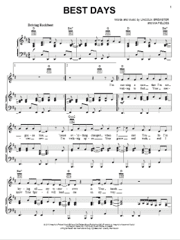 page one of Best Days (Piano, Vocal & Guitar Chords (Right-Hand Melody))