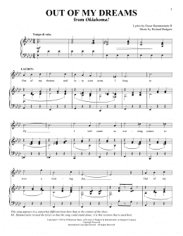 page one of Out Of My Dreams (from Oklahoma!) (Piano & Vocal)
