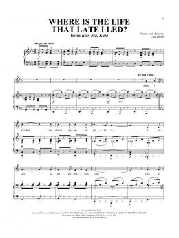 page one of Where Is The Life That Late I Led? (from Kiss Me, Kate) (Piano & Vocal)