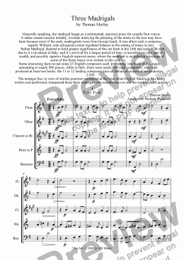 page one of Three Madrigals for Wind Quintet