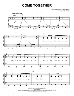 page one of Come Together (Very Easy Piano)