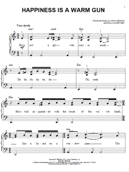page one of Happiness Is A Warm Gun (Easy Piano)