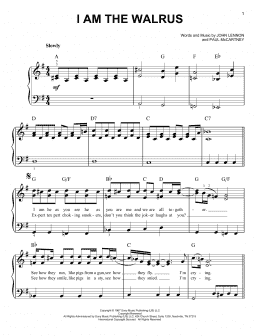 page one of I Am The Walrus (Easy Piano)