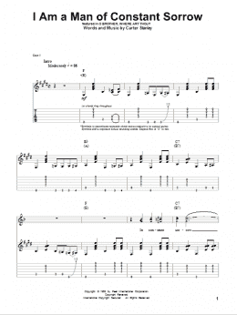 page one of I Am A Man Of Constant Sorrow (Guitar Tab (Single Guitar))