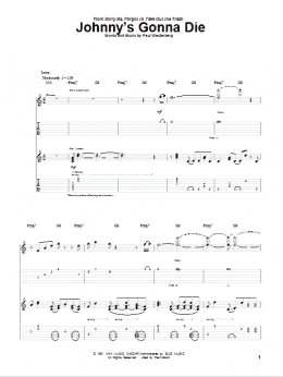 page one of Johnny's Gonna Die (Guitar Tab)