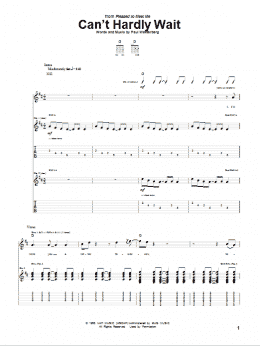 page one of Can't Hardly Wait (Guitar Tab)