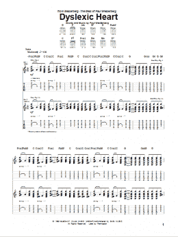 page one of Dyslexic Heart (Guitar Tab)