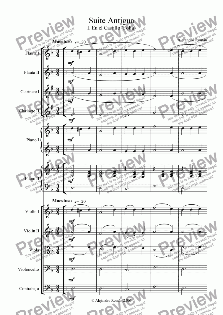 page one of Suite Antigua (for children orchestra)