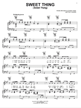 page one of Sweet Thing (Sweet Thang) (Piano, Vocal & Guitar Chords (Right-Hand Melody))