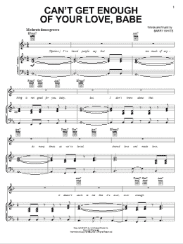 page one of Can't Get Enough Of Your Love, Babe (Piano, Vocal & Guitar Chords (Right-Hand Melody))
