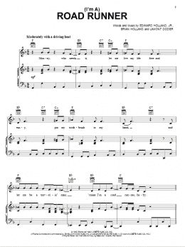 page one of (I'm A) Road Runner (Piano, Vocal & Guitar Chords (Right-Hand Melody))