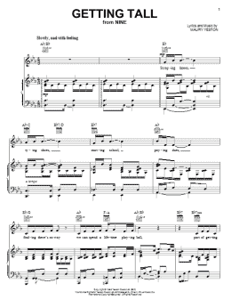 page one of Getting Tall (Piano, Vocal & Guitar Chords (Right-Hand Melody))