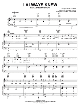 page one of I Always Knew (Piano, Vocal & Guitar Chords (Right-Hand Melody))