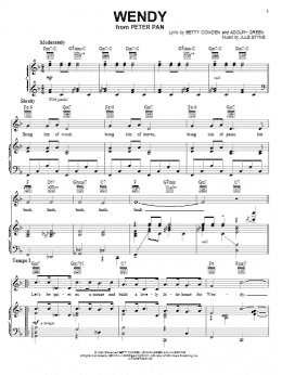 page one of Wendy (Piano, Vocal & Guitar Chords (Right-Hand Melody))