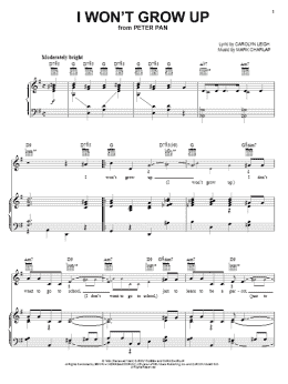 page one of I Won't Grow Up (Piano, Vocal & Guitar Chords (Right-Hand Melody))