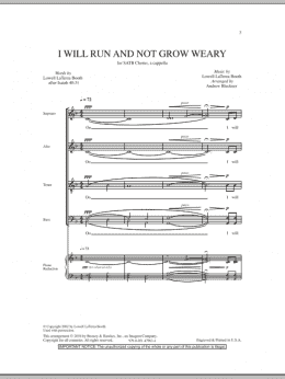 page one of I Will Run And Not Grow Weary (SATB Choir)