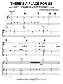 page one of There's A Place For Us (Piano, Vocal & Guitar Chords (Right-Hand Melody))