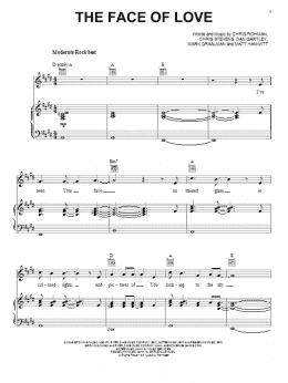 page one of The Face Of Love (Piano, Vocal & Guitar Chords (Right-Hand Melody))