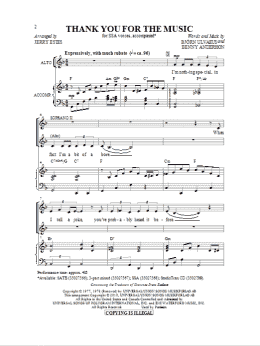 page one of Thank You For The Music (arr. Jerry Estes) (SSA Choir)