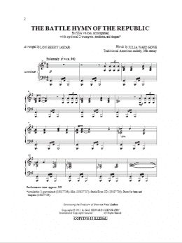page one of Battle Hymn Of The Republic (SSA Choir)